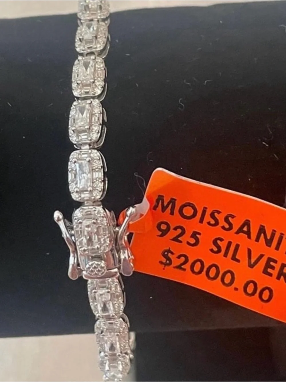 Rhodium plated over 925 silver 8inch 8.00ctw Moissanite bracelet